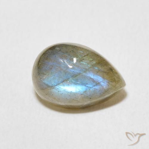 2.42ct Natürlicher Mehrfarbig Labradorit, Birnenform, Lichtdurchlässig