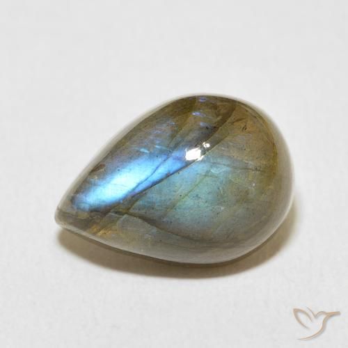 6.89ct Natürlicher Mehrfarbig Labradorit, Birnenform, Lichtdurchlässig