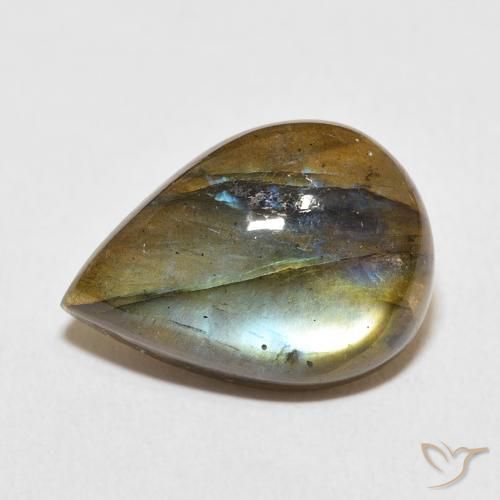 11.18ct Natürlicher Mehrfarbig Labradorit, Birnenform, Lichtdurchlässig