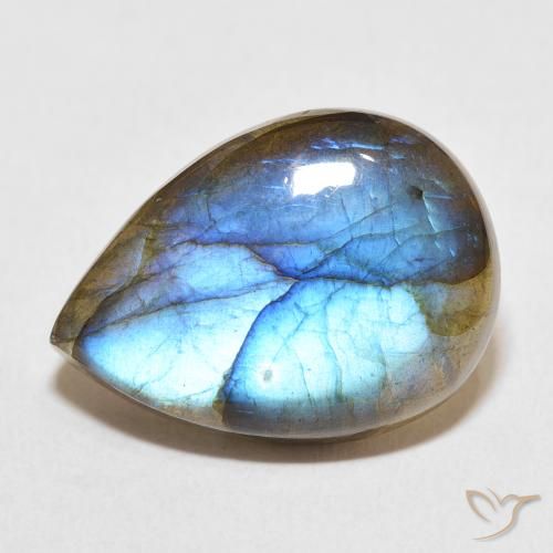 13.71ct Natürlicher Mehrfarbig Labradorit, Birnenform, Lichtdurchlässig