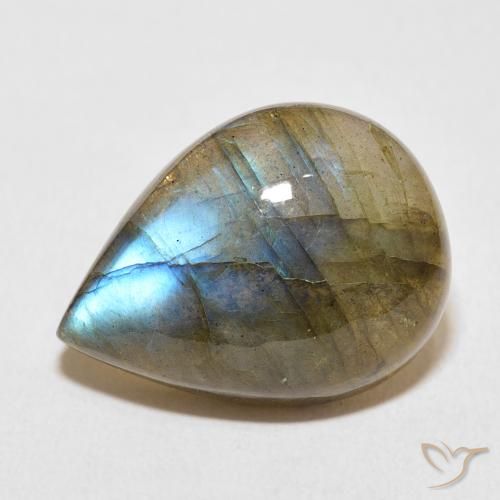 14.31ct Natürlicher Mehrfarbig Labradorit, Birnenform, Lichtdurchlässig