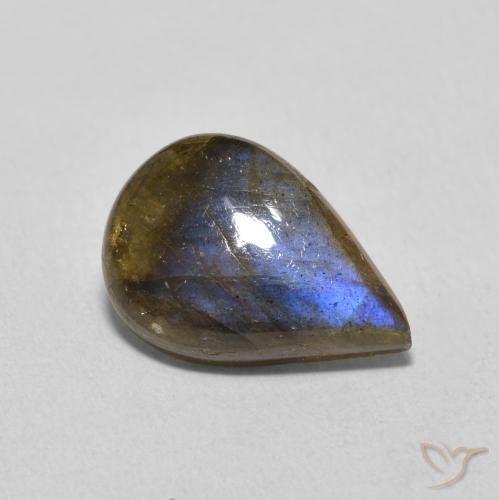 4.18ct Natürlicher Mehrfarbig Labradorit, Birnenform, Lichtdurchlässig