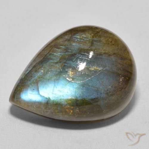 15.57ct Natürlicher Mehrfarbig Labradorit, Birnenform, Lichtdurchlässig