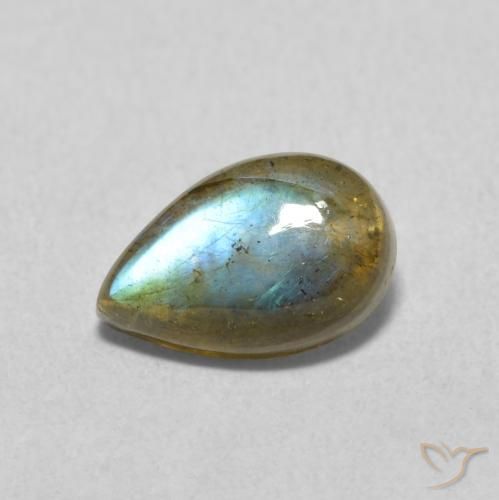1.43ct Natürlicher Mehrfarbig Labradorit, Birnenform, Lichtdurchlässig