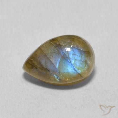 1.77ct Natürlicher Mehrfarbig Labradorit, Birnenform, Lichtdurchlässig