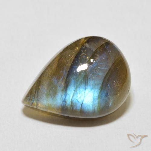 12.83ct Natürlicher Mehrfarbig Labradorit, Birnenform, Lichtdurchlässig