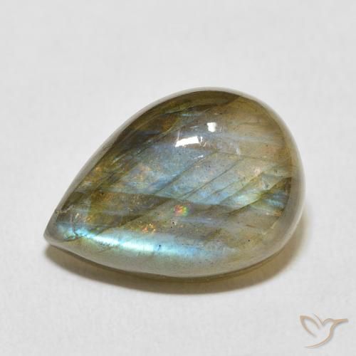 12.23ct Natürlicher Mehrfarbig Labradorit, Birnenform, Lichtdurchlässig