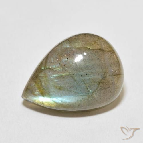 15.65ct Natürlicher Mehrfarbig Labradorit, Birnenform, Lichtdurchlässig