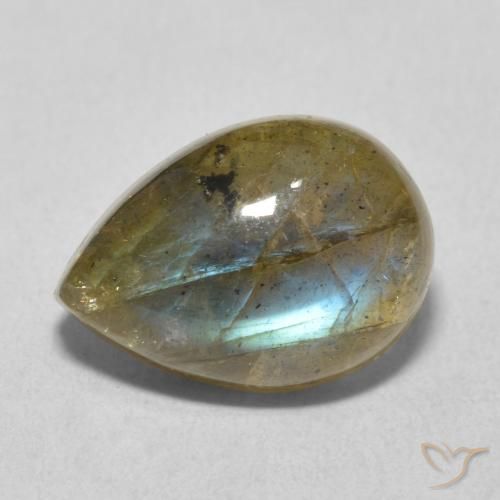 6.39ct Natürlicher Mehrfarbig Labradorit, Birnenform, Lichtdurchlässig