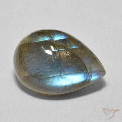 6.02ct Natürlicher Mehrfarbig Labradorit, Birnenform, Lichtdurchlässig