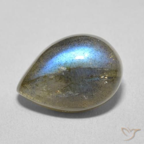6.16ct Natürlicher Mehrfarbig Labradorit, Birnenform, Lichtdurchlässig