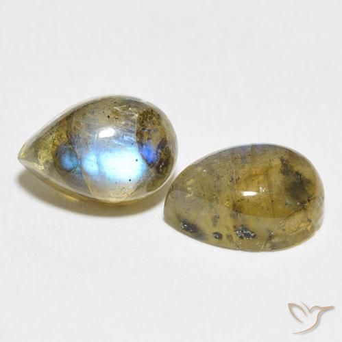 5.04 ct natürliche Mehrfarbig Labradorit-Edelsteine, Birnenform, Transparent / Lichtdurchlässig