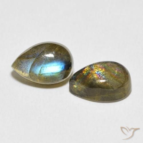 5.22 ct natürliche Mehrfarbig Labradorit-Edelsteine, Birnenform, Lichtdurchlässig