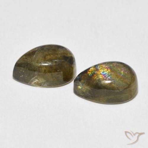 5.22 ct natürliche Mehrfarbig Labradorit-Edelsteine, Birnenform, Lichtdurchlässig