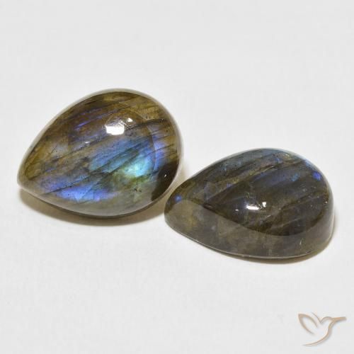 19.45 ct natürliche Mehrfarbig Labradorit-Edelsteine, Birnenform, Lichtdurchlässig