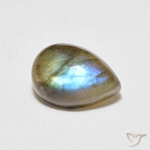 2.74ct Natürlicher Mehrfarbig Labradorit, Birnenform, Lichtdurchlässig