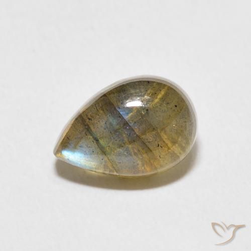 2.43ct Natürlicher Mehrfarbig Labradorit, Birnenform, Lichtdurchlässig