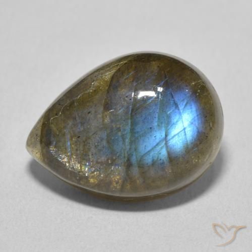 8.87ct Natürlicher Mehrfarbig Labradorit, Birnenform, Lichtdurchlässig