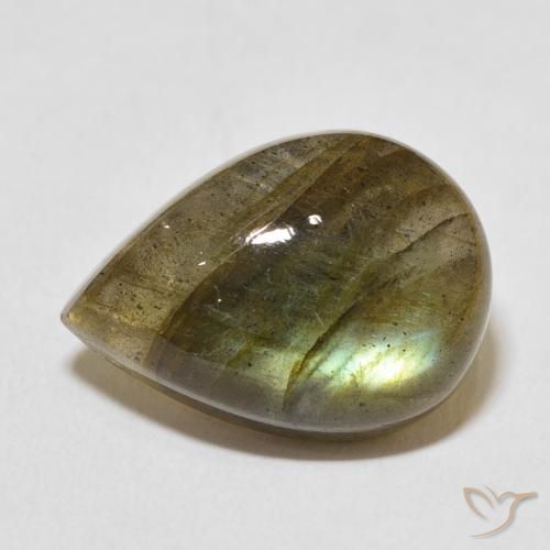 12.43ct Natürlicher Mehrfarbig Labradorit, Birnenform, Lichtdurchlässig