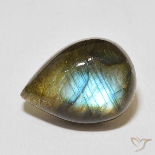 12.51ct Natürlicher Mehrfarbig Labradorit, Birnenform, Lichtdurchlässig