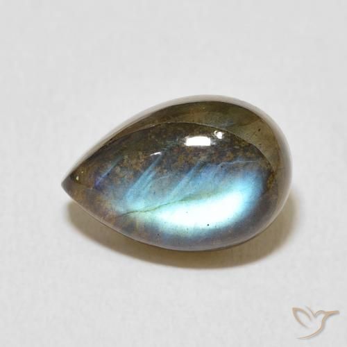 4.07ct Natürlicher Mehrfarbig Labradorit, Birnenform, Lichtdurchlässig
