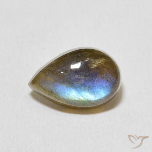 3.49ct Natürlicher Mehrfarbig Labradorit, Birnenform, Lichtdurchlässig