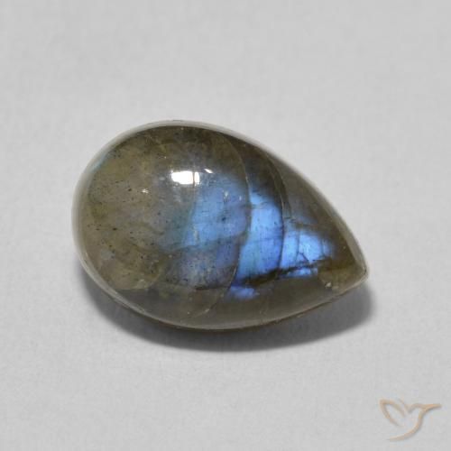 4.10ct Natürlicher Mehrfarbig Labradorit, Birnenform, Lichtdurchlässig