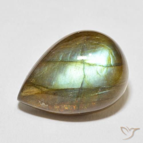 12.52ct Natürlicher Mehrfarbig Labradorit, Birnenform, Lichtdurchlässig