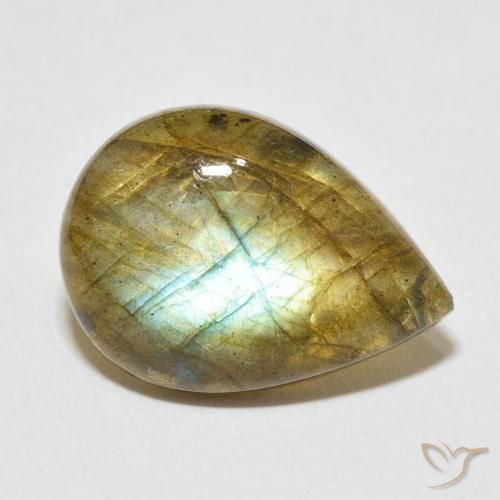 8.73ct Natürlicher Mehrfarbig Labradorit, Birnenform, Lichtdurchlässig
