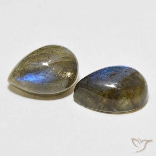 13.55 ct natürliche Mehrfarbig Labradorit-Edelsteine, Birnenform, Lichtdurchlässig