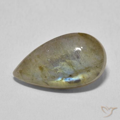 6.59ct Natürlicher Mehrfarbig Labradorit, Birnenform, Lichtdurchlässig