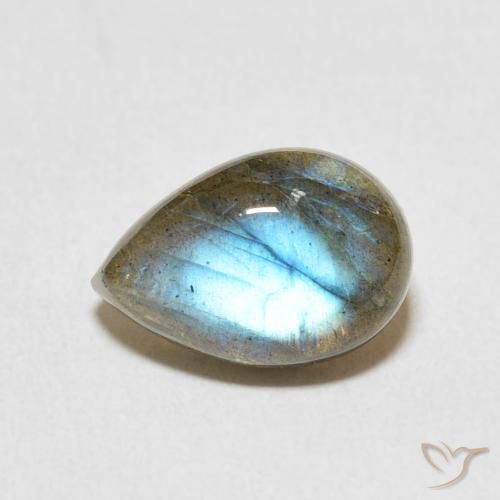 3.93ct Natürlicher Mehrfarbig Labradorit, Birnenform, Lichtdurchlässig