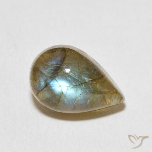 4.17ct Natürlicher Mehrfarbig Labradorit, Birnenform, Lichtdurchlässig