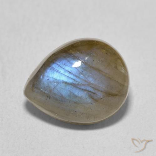 3.66ct Natürlicher Mehrfarbig Labradorit, Birnenform, Lichtdurchlässig
