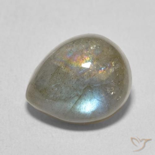 4.12ct Natürlicher Mehrfarbig Labradorit, Birnenform, Lichtdurchlässig