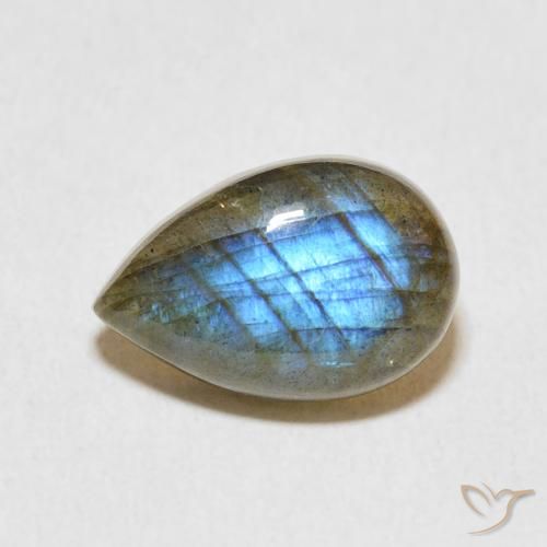 3.76ct Natürlicher Mehrfarbig Labradorit, Birnenform, Lichtdurchlässig