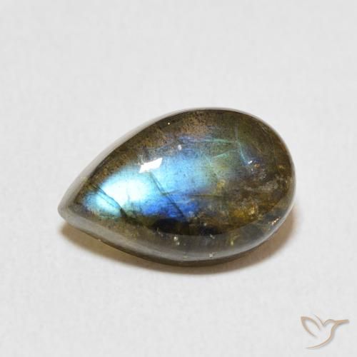 3.51ct Natürlicher Mehrfarbig Labradorit, Birnenform, Lichtdurchlässig
