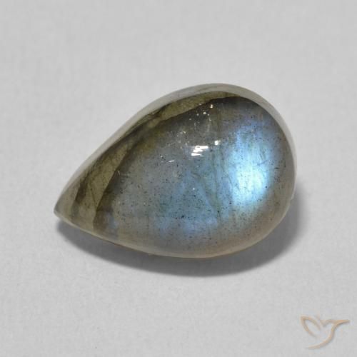 3.90ct Natürlicher Mehrfarbig Labradorit, Birnenform, Lichtdurchlässig
