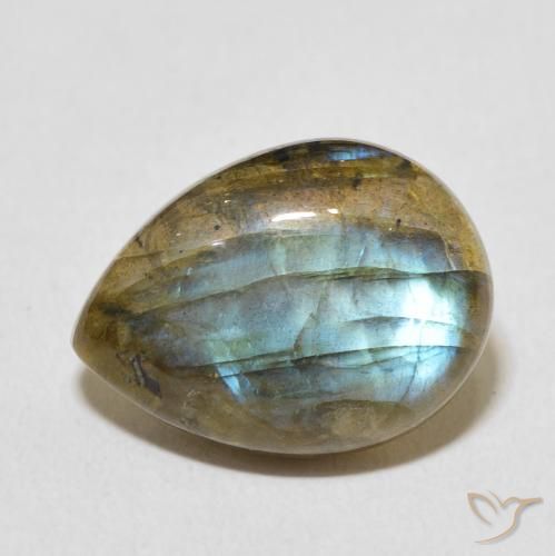 8.07ct Natürlicher Mehrfarbig Labradorit, Birnenform, Lichtdurchlässig