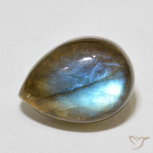 10.10ct Natürlicher Mehrfarbig Labradorit, Birnenform, Lichtdurchlässig