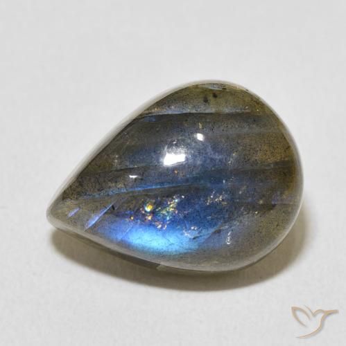 9.64ct Natürlicher Mehrfarbig Labradorit, Birnenform, Lichtdurchlässig