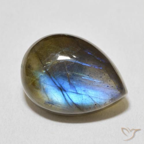 10.57ct Natürlicher Mehrfarbig Labradorit, Birnenform, Transparent