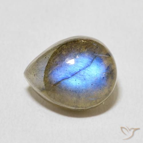 3.91ct Natürlicher Mehrfarbig Labradorit, Birnenform, Lichtdurchlässig
