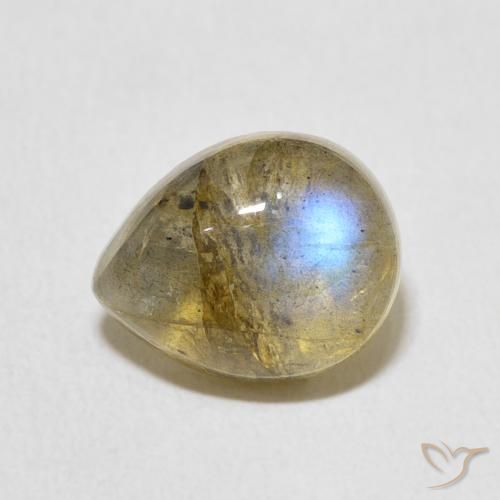 3.95ct Natürlicher Mehrfarbig Labradorit, Birnenform, Lichtdurchlässig