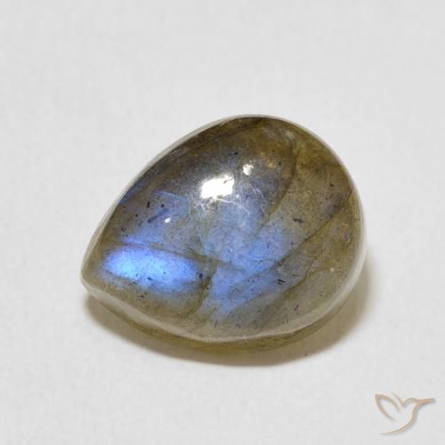 3.87ct Natürlicher Mehrfarbig Labradorit, Birnenform, Lichtdurchlässig