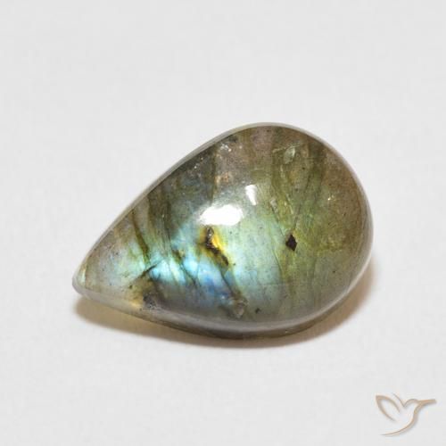 4.47ct Natürlicher Mehrfarbig Labradorit, Birnenform, Lichtdurchlässig