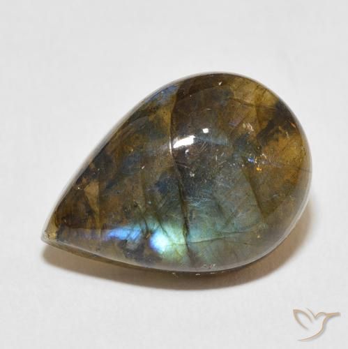11.30ct Natürlicher Mehrfarbig Labradorit, Birnenform, Lichtdurchlässig