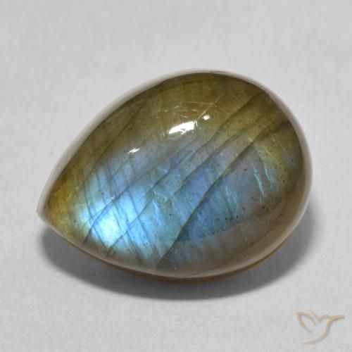 11.00ct Natürlicher Mehrfarbig Labradorit, Birnenform, Lichtdurchlässig
