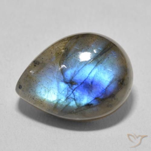 10.74ct Natürlicher Mehrfarbig Labradorit, Birnenform, Lichtdurchlässig