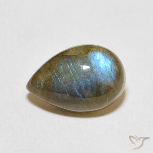 3.87ct Natürlicher Mehrfarbig Labradorit, Birnenform, Lichtdurchlässig